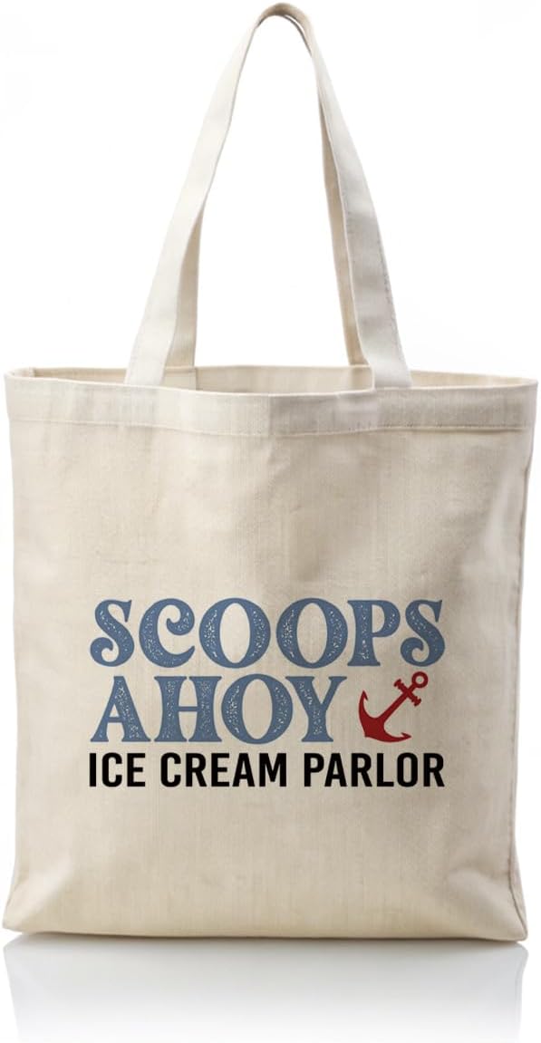 WDSXWH Scoops Ahoy Ice Cream Parlour Canvas Totes, Reusable