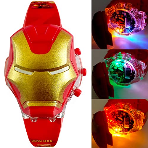 Image of Brishti 3D Superhero Character Multicolored Glowing Light and Musical Digital Girl's Wrist Watch | Unique Cute Cartoon Character on Strap | Soft Silicone Strap | Suitable for Age 3-12 Year Kids