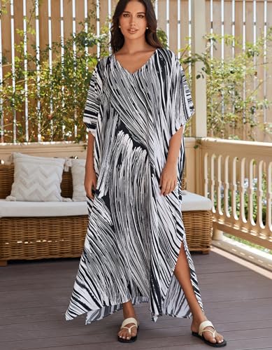 Image of NFVNKJ Women's Plus Size Beach Lounge Kaftan Maxi Dress Swimsuit Coverup for Women