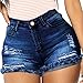 vanberfia Women's High Waist Denim Jean Raw Hem Ripped Shorts with Pockets (JS2018211, L)