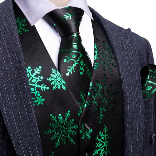 Image of Barry.Wang Mens Red /Green Christmas Suit Vest Holiday Xmas Waistcoat Tie Set Party Tuxedo