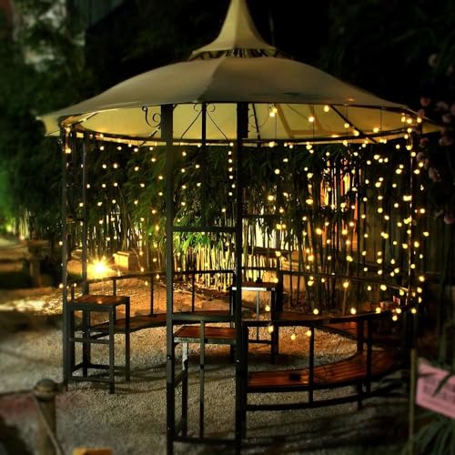 Toodour Solar String Lights Outdoor Waterproof, 56ft 100 LED Globe String Light with 8 Mode, Crystall Ball Lights Solar Patio Lights for Garden, Lawn, Patio, Gazebo, Yard, Outdoor Decor - Warm White by Toodour - Image 4