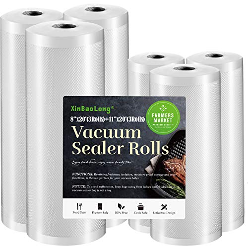 Vacuum Sealer Bags For Food, 6 Pack 3 Rolls11'x20'...