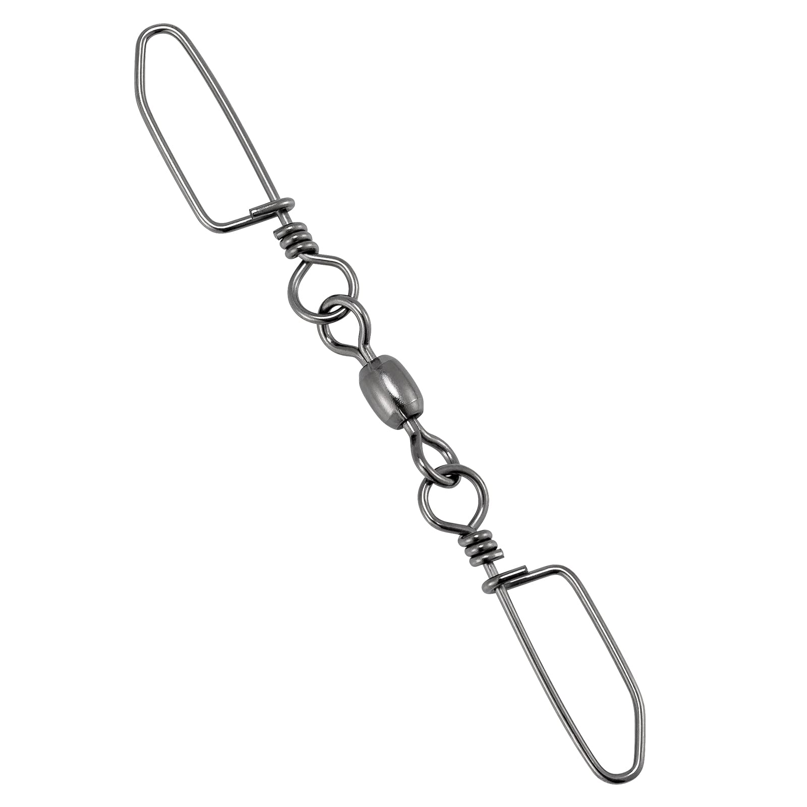 Dr.Fish 20 Pack Double Snap Swivels, High Strength Crane Barrel Swivels Coastlock Snaps Stainless Rust Resistant Saltwater Connector Trolling Planer Board Line Release Clips