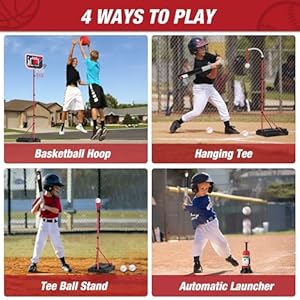 4 in 1 Kids Basketball Hoop and Tball Set for Toddlers 3-5, Adjustable Hanging Tee Ball Stand with Automatic Pitching Machine, Indoor Outdoor Sport Toys Christmas Birthday Gifts for Boys Girls 4 in 1 Kids Basketball Hoop and Tball Set for Toddlers 3 5 Adjustable Hanging Tee Ball Stand with Automatic Pitching Machine Indoor Outdoor Sport Toys Christmas Birthday Gifts for Boys Girls