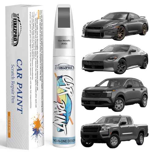 Image of KAD Gun Metallic Touch Up Paint for Nissan, Exact Color Match Car Paint Scratch Repair Remover Pen Kit Quick & Easy Fix Vehicle Chips and Automotive Nicks Scuff