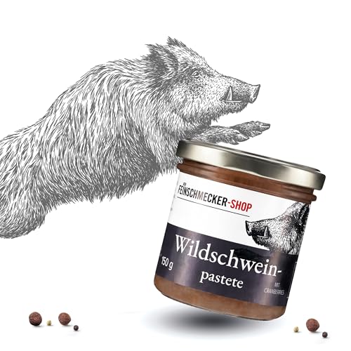 Der Feinschmecker Wildschweinpastete Cranberrys 150g I Hochwertiges Wildschweinfleisch I Mit Madeira & Sahne verfeinert