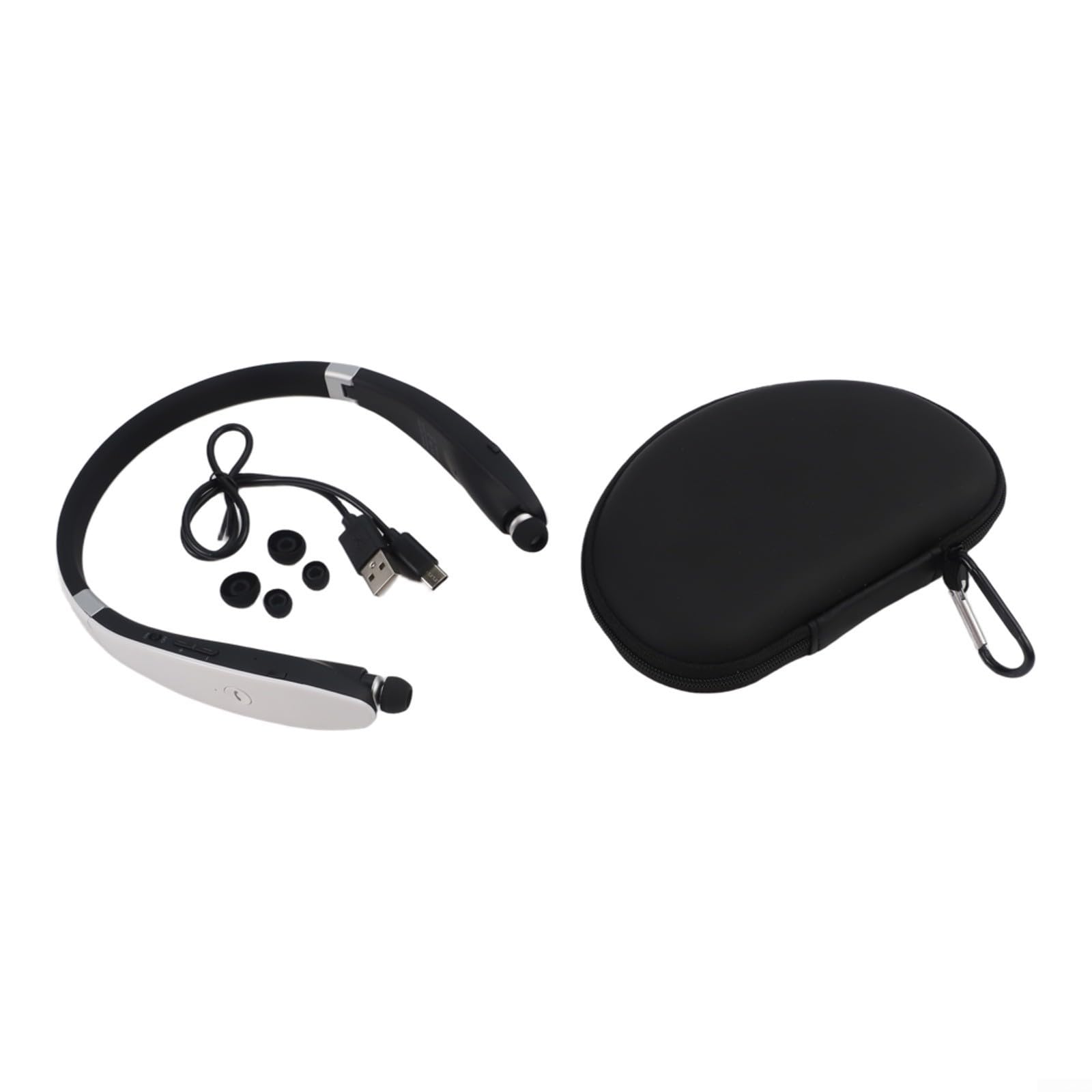 Auriculares plegables con cancelación de ruido, correa para el cuello plegable (blanco)
