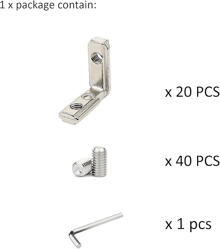 Miniatura 2 de Slivery Serie 2020 - Soporte de junta interior en forma de L para conector de esquina interior con tornillos para ranura de perfil de extrusión de