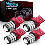 Yorkim 7440 Led Bulb Red 7443 Led Brake Lights Bulb with Projector 7441 7444 W21W T20 Led Bulb Replacement Lamp for Brake Lights Tail Lights Turn Signal Lights, Pack of 4