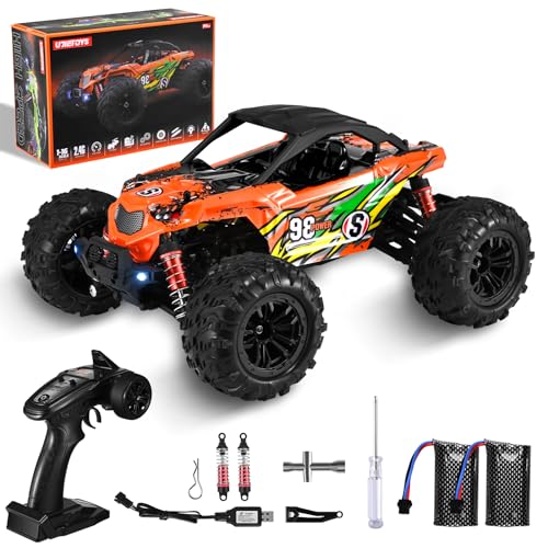Aomdom - Coche Teledirigido 1:16 4x4 para Adultos y Niños, 2.4GHz Control Remoto de Alta Velocidad, Camión Eléctrico Crawler con 2 Baterías 55min+ (Naranja)