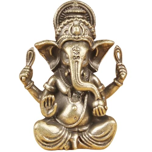 Yahu Lando Brass Ganesha Statue,Brass Ganesha Figurine Decorative,Miniature Hindu Deity FigurineProduct Description,1.85" Hindu Elephant God Sculpture, Diwali Decor & Gift