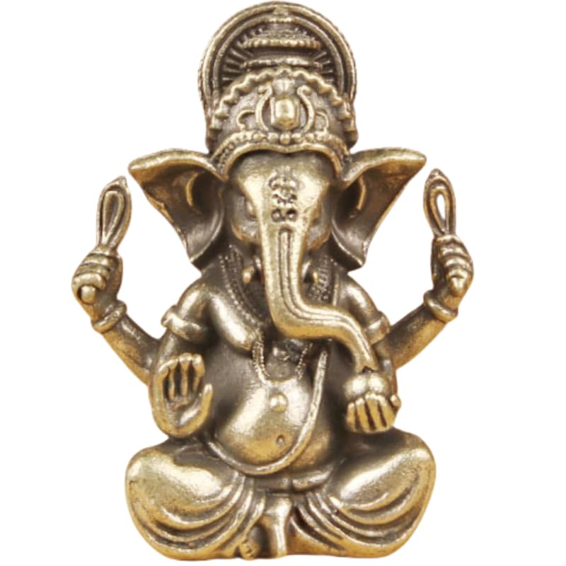 Yahu Lando Brass Ganesha Statue Brass Ganesha Figurine Decorative Miniature Hindu Deity FigurineProduct Description 1.85 Hindu Elephant God Sculpture Diwali Decor & Gift