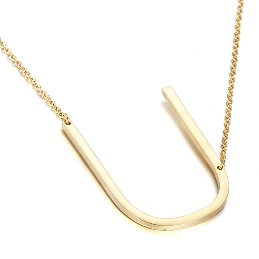 MOMOL Sideways Initial Necklace 18K Gold Plated Stainless Steel Large Big Letters Pendant Necklace Script Name Monogram Necklaces for Women, Gold Plated, No Gemstone (B07KRG2QW8) Amazon Price History, Amazon Price Tracker