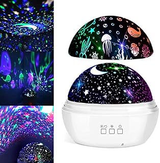 Sky/Marine Life Rotating Ceiling Projector Night Light Lamp for Kids Baby Bedrooms - Best Kids Gifts for 1 to 10 Year Old Boys or Girls Parties