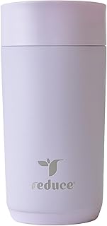 REDUCE Perk 10oz Insulated Coffee Tumbler – Leak-Proof with Lockable Lid and Vacuum Insulation–Durable Stainless Steel–Fits Car Cup Holders–One-Handed Travel Mug in Sand Leopard Print-Gentle Lavender