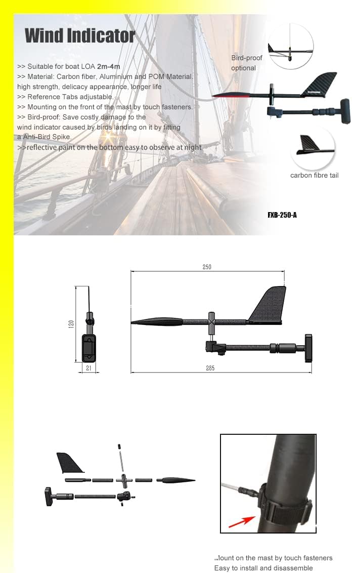 Blueshark Sailing/Boat Wind Indicator 9.8in (250mm)，250-A