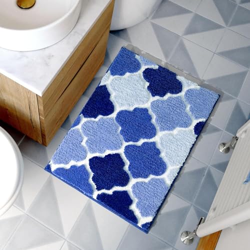 Image of Roseate Ellipse Super Soft Anti-Skid (40x60 cm) Super Absorbent Mats Microfiber 2000 GSM Mat for Bathroom /Kitchen /Door Mats for Home /Floor Mat (Blue) Pack of 1