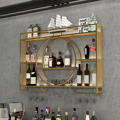 Porte bouteille mural en métal noir pour rangement de vin