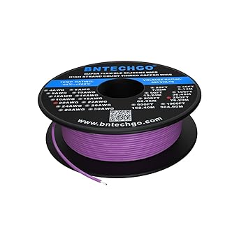 BNTECHGO 20 Gauge Silicone wire spool 250 ft Purple Flexible 20 AWG Stranded Tinned Copper Wire