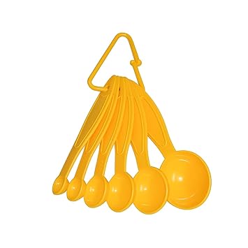 Bakezy 6-Piece Yellow Plastic Measuring Spoon Set for Kitchen | Stackable & Durable Measuring Cups | BPA-Free Food Grade Plastic | Ideal for Baking, Cooking, Kitchen Tools & Accessories