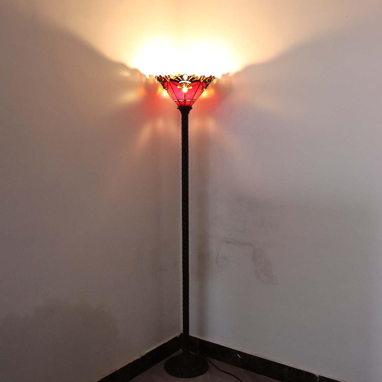 Bieye L10682 Baroque 67 inch Tiffany Style Stained Glass Torchiere