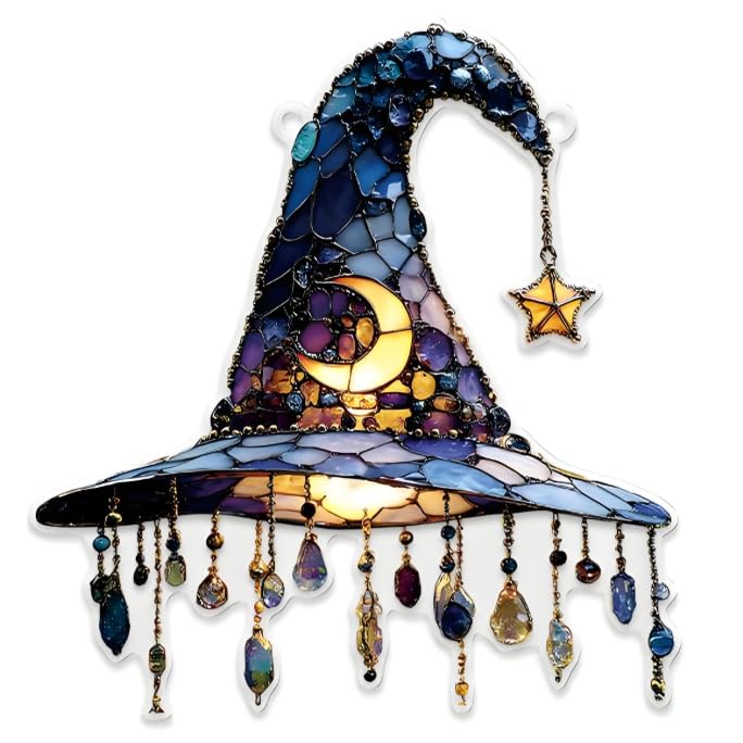 Halloween Hexenhut Dekoration - Acryl Hängeornament 18,5x20cm