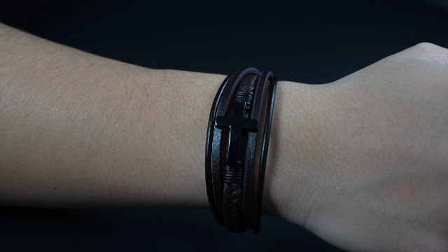 Pulsera de cuero para hombre con broche de acero inoxidable miniatura 7