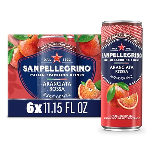 Sanpellegrino Italian Sparkling Drink Aranciata Rossa, Sparkling Orange and Blood Orange Beverage, 11.15 Fl Oz Can