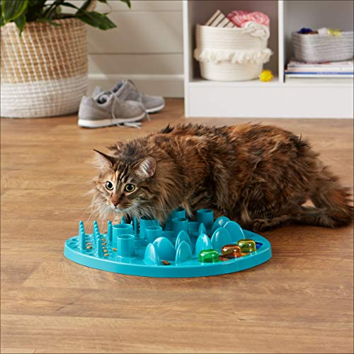 Image of Amazon Basics Pet Activity Center and Feeder, 13.4 X 2.4 X 14.7 Inches, Blue