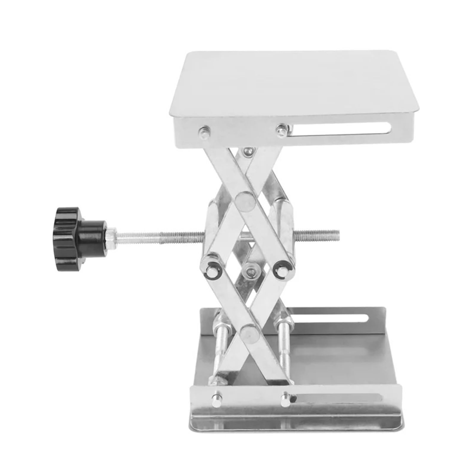 Scientific Lab Jack-100 x 100 mm Soporte de laboratorio de acero inoxidable Soporte de mesa de tijera Elevador de laboratorio para experimentos científicos