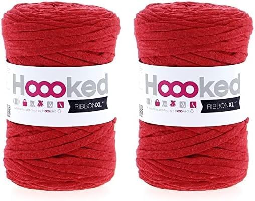 Hoooked Ribbon XL Yarn-Lápiz labial rojo (paquete de 2)