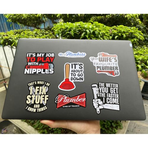 Image of (Set of 10) Plumber Sticker Drain Surgeon I Am A Plumber It's My Job to Play with Nipples Stickers Water Bottles Laptop Car 3 Inches