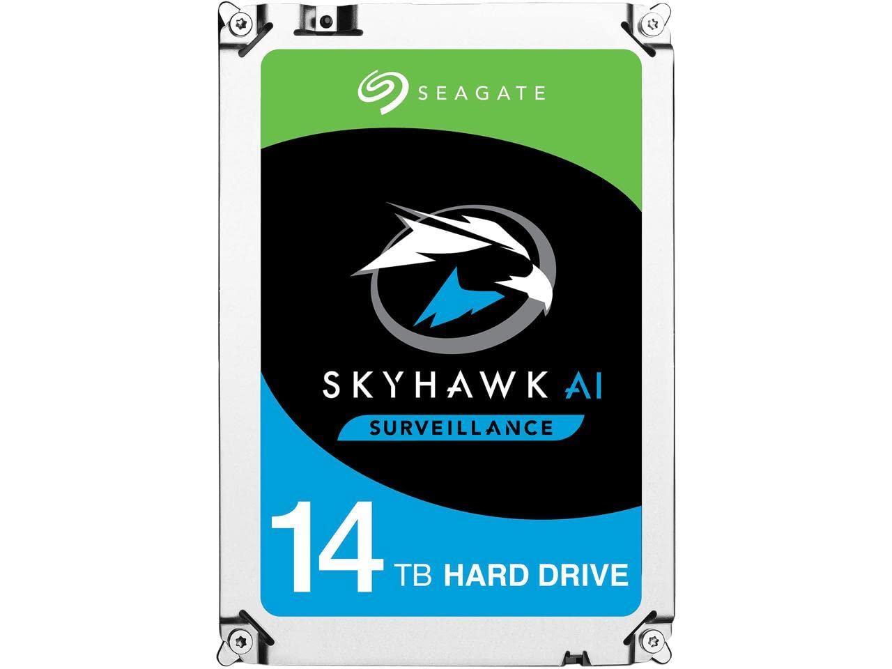 Seagate SkyHawk AI, Unità Disco Rigido Interno da 14 TB per Video Fino a 64 Telecamere, 3.5”, 256 MB di Cache, SATA 6 GB/S, Argento, 3 Anni di Servizi Rescue (ST14000VE0008)