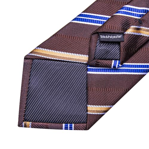 Image of DiBanGu Silk Ties for Men Necktie and Lapel Pin Brooch Set Formal Woven Paisley Plaid Striped Solid Tie Wedding Party