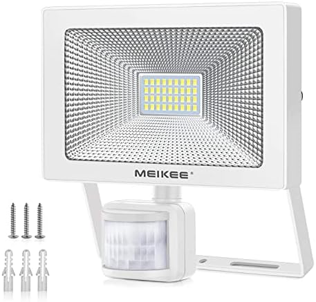 MEIKEE Outdoor Security Light Motion Sensor 30W LED PIR Light IP66 Waterproof LED Flood Lights for Garden Backyard Garage Doorways 6500K Daylight White