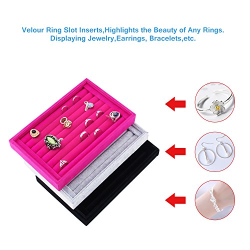 Yosoo Jewelry Ring Earrings Display Box Cufflinks Storage Tray Case Holder Organizer (Black) Jewelry Ring Insert Jewelry Box Ring Holder Inserts #TOP5