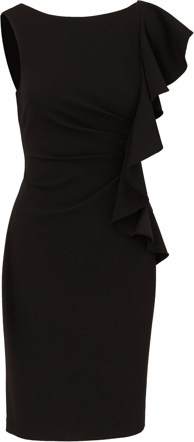 Adrianna Papell Womens Short Ruffle Crepe Dress - Image 5