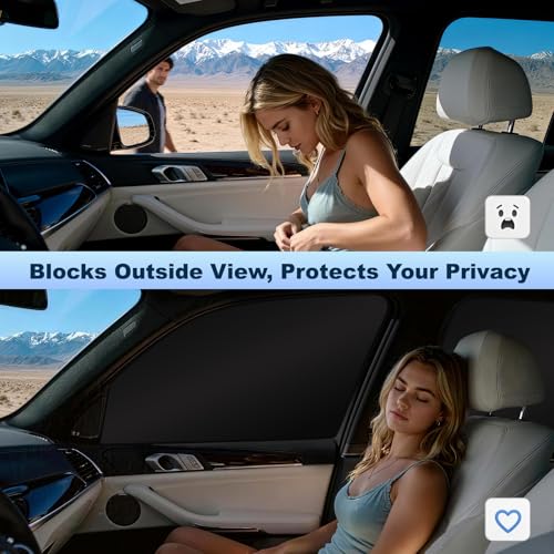 Image of ZATOOTO Front Side Window Sun Shade - 2 Pack Car Window Covers 99% UV Light Block Car Curtains Magnetic Side Window Sun Shade Keeps Cooler for Breastfeeding, Taking a nap, Changing Clothes, Camping
