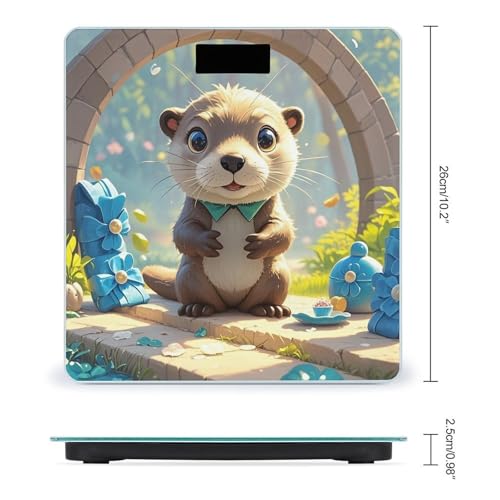 Báscula digital Cute Otter con vidrio templado y pantalla LCD miniatura 2