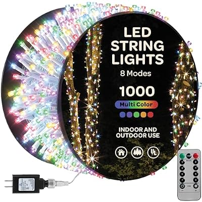 1000 LED Christmas Lights [Multi-color] 400ft Super Long String Lights - Remote with 8 Modes/Timer/dimmable - UL Approved for Indoor/Outdoor Use - For Holiday/Christmas/Party/Decorations (clear wire)
