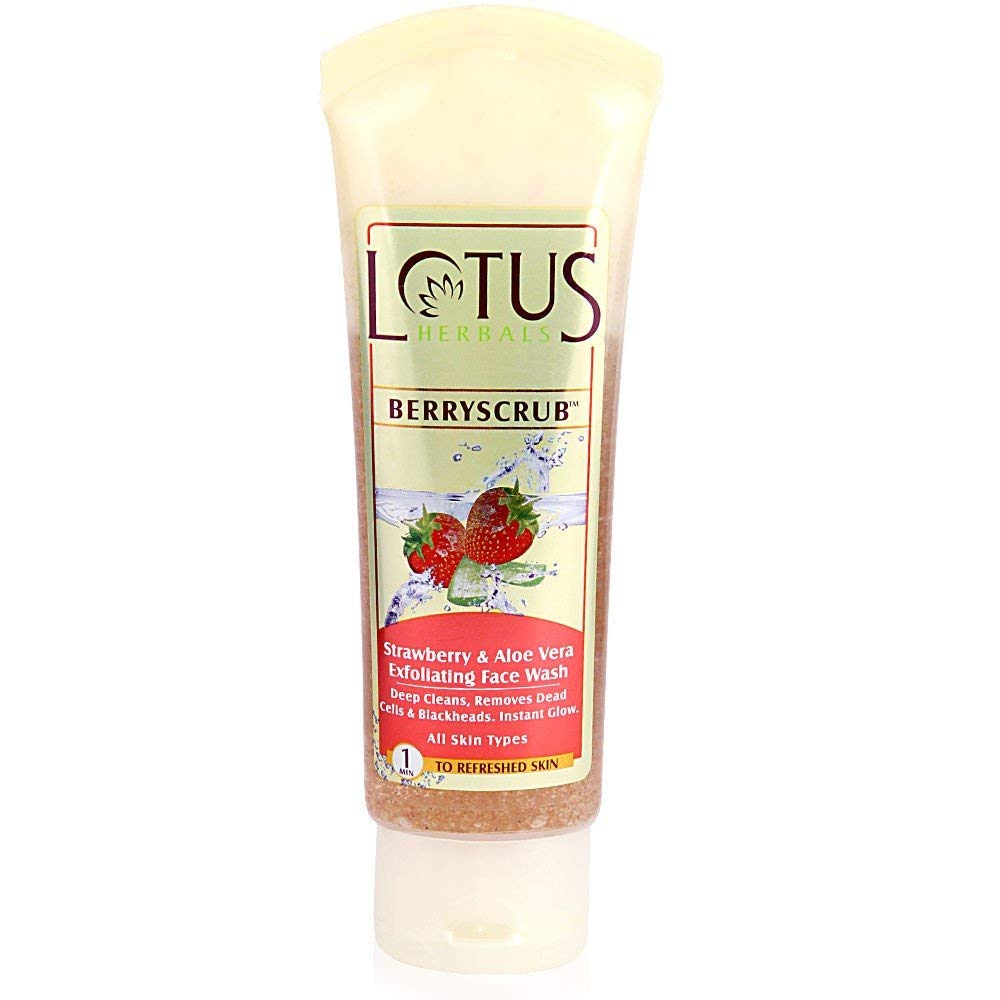 Lotus Herbals Berryscrub Strawberry & Aloe Vera Exfoliating Face Wash | Deep Cleaning | Blackhead Removal | For All Skin Types | 120g - Image 4 thumbnail