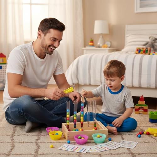 Image of Montessori Color Sorting Toys for Toddlers 2 3 4 5 6, Early Education Color Matching Bead Game, Boys Girls Birthday Gift