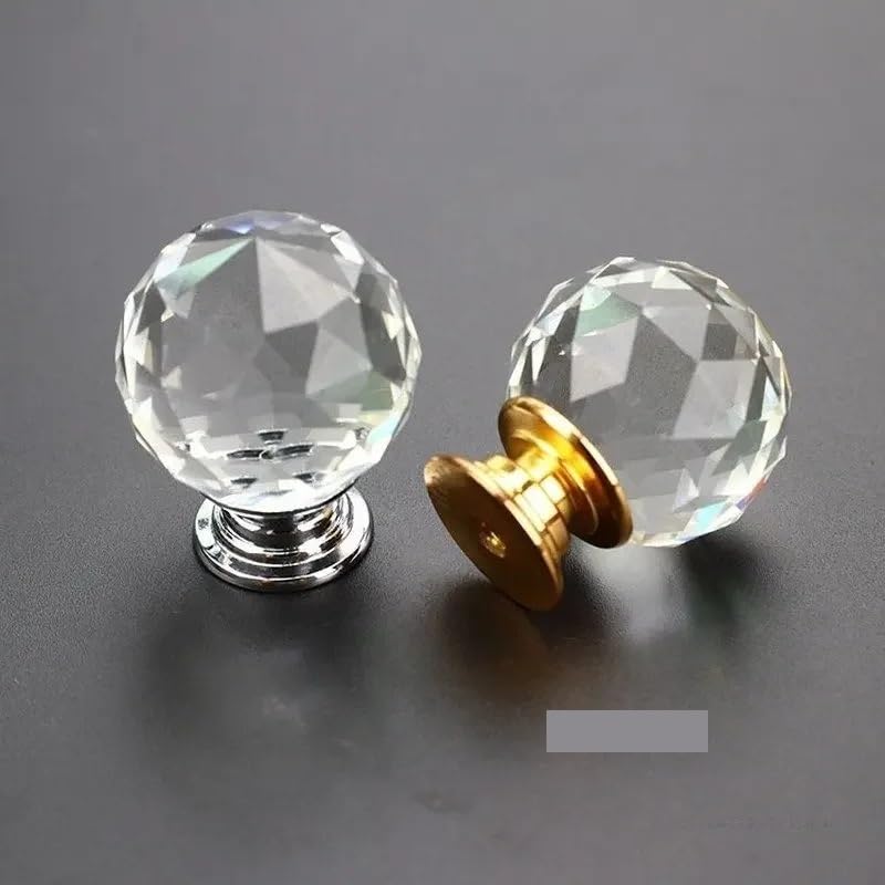 Bouton en verre cristal transparent 20mm pour remplacer une poignee de placard usee - 2