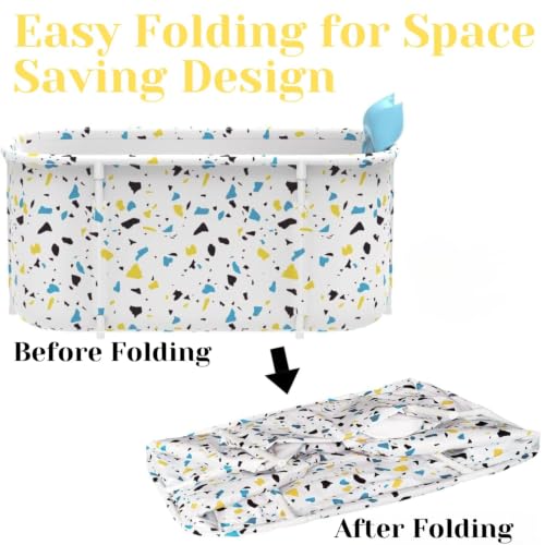 Image of Foldable Adult Bath Tub for Home Spa | Large Portable Bathtub with Backrest & Handle | Insulated Folding Tub for Hot & Cold Soak, Ice Bath, Bubble Bath & Relaxing Spa (Life Style)