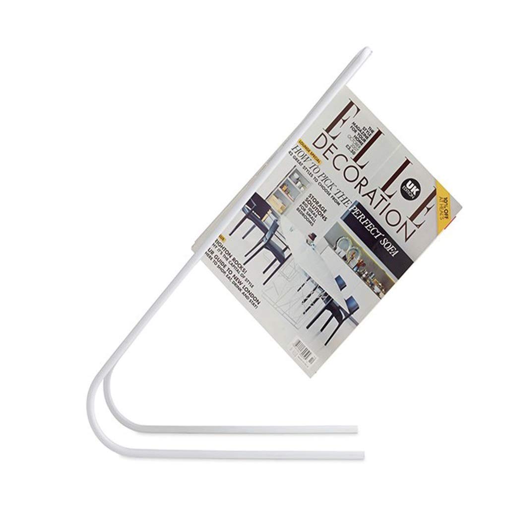 TIANQIHAO Bookshelf, File Rack, Magazine Rack Elegant Metal Magazine Manager Office Storage For Books, Tablets And Newspapers Magazine Rack,Gold,White