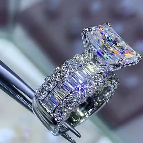 Luxury Princess Cubic Zirconia Rings Trendy Jewelry for Women Gorgeous Engagement Accessories