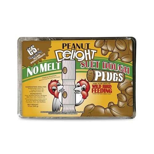 C&S Peanut Delight No Melt Suet Dough Plugs Suet Plugs for Wild Birds 12 Oz 4 Count
