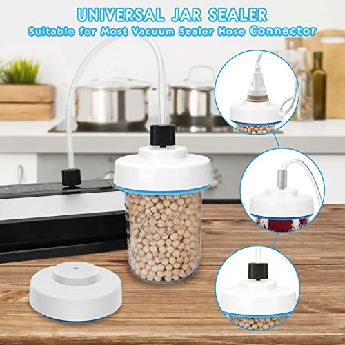 Mason Jar Vacuum Sealer For Wide & Regular Mouth Mason Jars, Jar Sealer Kit Compatible With Food Saver Vacuum Sealer Machine, Canning Sealer With Jar Attachment 2 Hose And Manual Vacuum Pump #TOP4