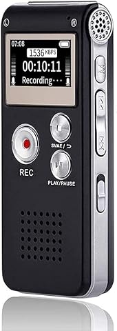 Digital Voice Recorder 16GB with Playback for Lectures, USB Rechargeable, Small